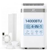 UTHFY 14,000 BTU Portable Air Conditioners, 4-In-1 Portable AC Unit With Dehumidifier/Cool/Fan/Sl...