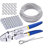 Twidec/Wire Rope Crimping Tool Kit Up to 2.2mm with 165FT 1/16'' 304 Stainless Steel Wire Rope an...