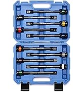 CASOMAN 10 Piece 1/2" Drive 8 Inch Length Color-Coded Torque Extension Bar Set, 65 to 150 Ft-Lbs ...
