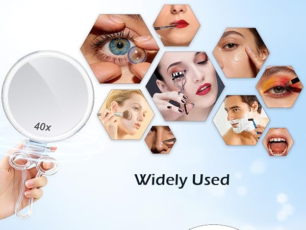 10x 20x 30x 40x magnifying mirror, hand mirror, handheld mirror, travel makeup mirror, small mirror