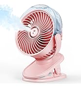 SWEETFULL Portable Misting Clip On Fan, USB-C Rechargeable Mini Personal Cooling Fan with 4 Speed...