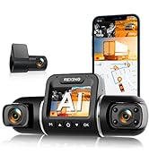RexingUSA V2 PRO AI Dash Cam 3-Channel Front/Cabin/Rear 1080p Recording with Mobile App Night Vis...
