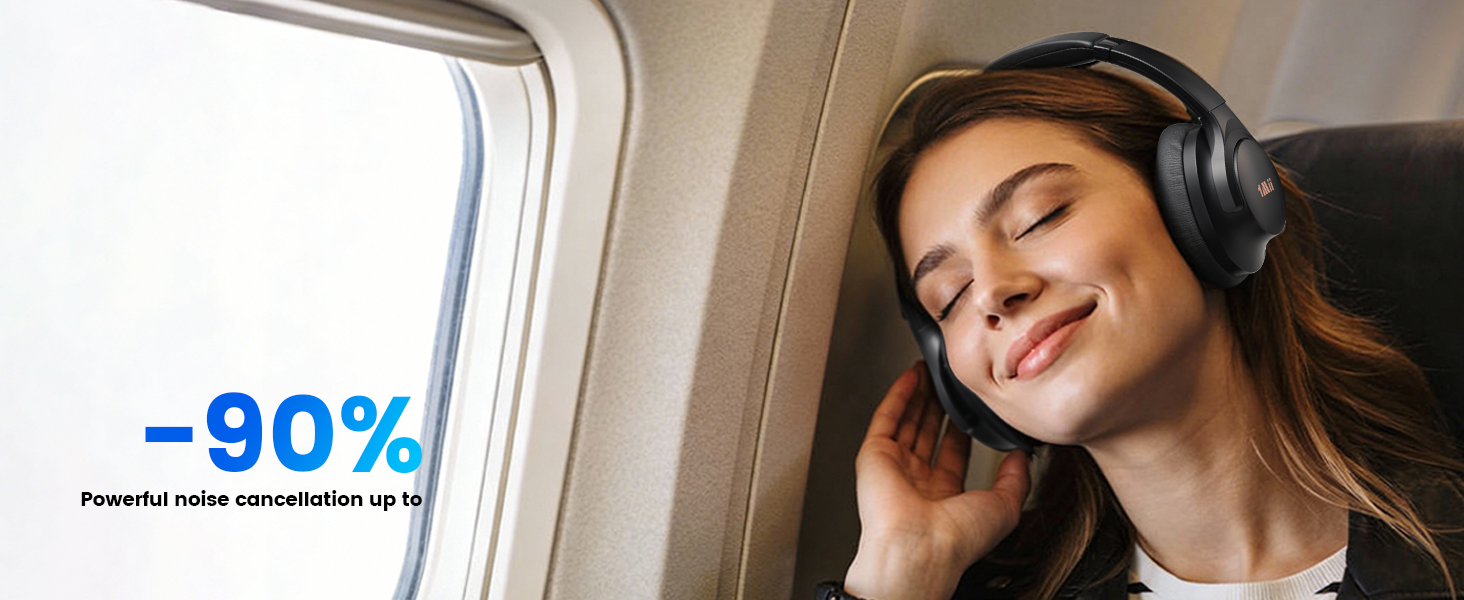 1Mii AI Y8+ Noise Cancelling Headphones Bluetooth 6.0
