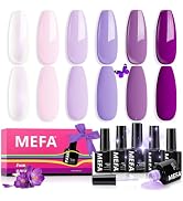 MEFA Purple Gel Nail Polish, 6 Colors Gel Polish Set Pink Shimmer Purple Nail Polish Soak Off Gra...