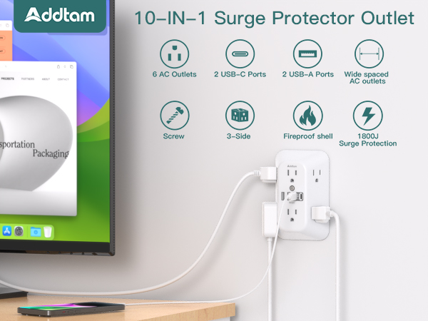 10-IN-1 Multi Plug Wall Outlet