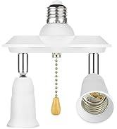 Basysion Pull Chain Light Fixture Light Socket Adapter 360 Degree Adjustable and 180 Degree Benda...