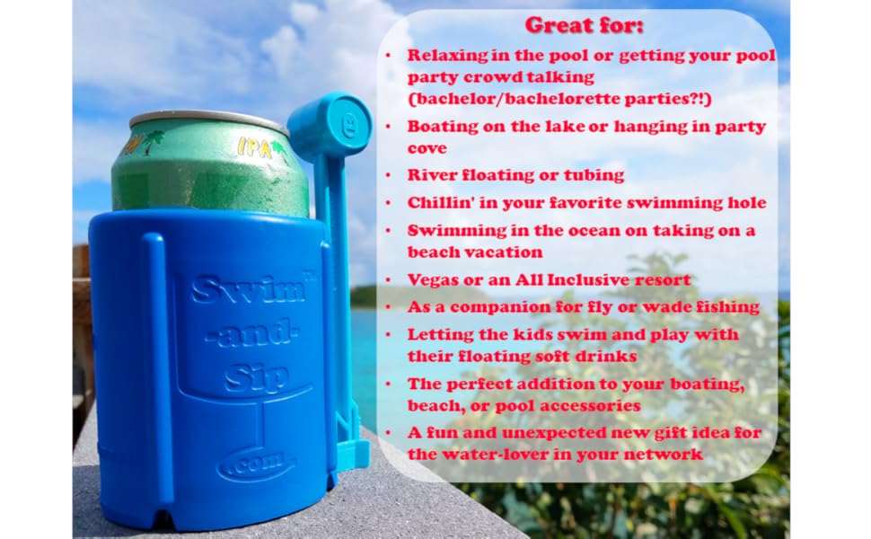 Swim and Sip with a list of various uses