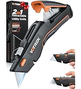 VOTREK Box Cutter Utility Knife, [2-in-1] Retractable Box Cutter, with Blade Storage, Safety All...