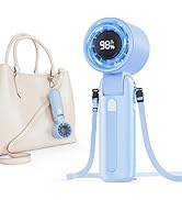 Fcsih Handheld Turbo Fan, 100-Speed Portable Mini Fan with 12800 RPM Strong Airflow, Foldable 4-i...
