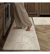 WondRg Neutral Kitchen Mats 2PCS Anti Fatigue Mat for Cushioned Beige Vintage Kitchen Mats for Fl...