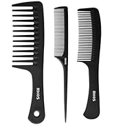 RHOS Comb Set for Women and Men, 3 Pieces - Wide Tooth, Rat Tail, Dresser Hair Combs - Detangling...