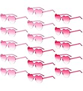 Matcheck 16 Heart Shaped Rimless Sunglasses Transparent Candy Colored Glasses Gradient Frameless ...