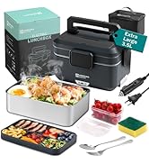 Annie &amp; Mia Design Electric Lunch Box for Adults, 100w 3.5L 2-Layer Portable Food Warmer, Dual Mo...