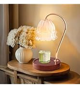 GEEZO Glass Candle Warmer Lamp with Timer, Flower Candle Warmer Lamp, Birthday Gifts for Women, M...