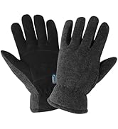 Skytec GGS Winter Gloves – Strong Deerskin Leather Double Palm with Cold Keep Insulation, Soft Fl...