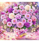 APOTODITO Birthday Cards, Birthday Card with Music and Light, Flower Bouquet 3D Card for Mom, Wom...