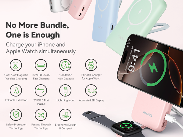 Haloun Magnetic Power Bank pink-2m