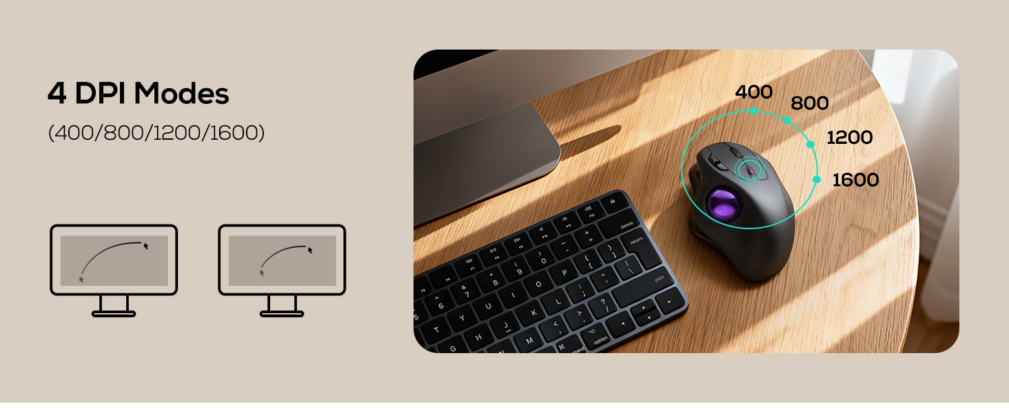 Nulea M511 Wireless Trackball Mouse, Rechargeable Ergonomic Thumb-Control Mouse with Tilt Stand