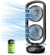 Dr. Prepare Portable Tower Fan, Battery Operated Oscillating Desk Fan, Rechargeable Cordless Tabl...