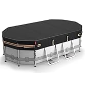 QH.HOME 10x16 Ft Oval Pool Cover for Bestway/Intex/Coleman Frame Oval Pool, [Excellent Windproof ...