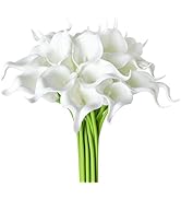 20Pcs Calla Lily Fake White Flowers Wedding Bouquet Artificial Real Touch Latex Flowers Home Wedd...