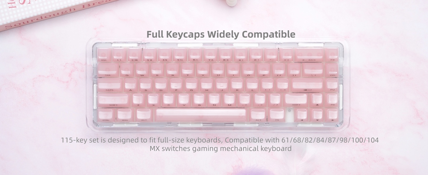 Womier Keycaps Jelly Pink - Ceramic Keycaps Style, Clear Keyboard Key Cap