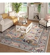 Rugcomf Area Rugs 5x7 Vibrant Tree of Life-Patterned Vintage Washable Area Rug Non Slip Low Pile ...