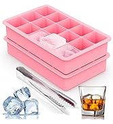 Silicone Ice Cube Trays for Freezer Set of 2- Square Ice Cubes Mold-Easy Release Silicone Old Fas...