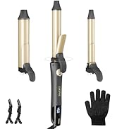 Rotating Curling Iron, 3 in 1 Automatic Curling Iron Set with Interchangeable Barrel 3/4, 1, 1 1/...