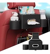 TUMECOS Car Seat Back Organizer with Cup Holder, Large Capacity Car Box, Waterproof Drink Holder,...