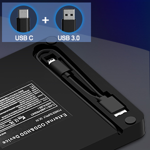 External CD DVD Drive for Laptop USB C 3.0 DVD Player CD ROM Burner Reader Writer Disc Drive