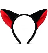 Tedercle Red and Black Devil Horn Headband – Plush Halloween Cosplay Accessory for Kids and Adult...