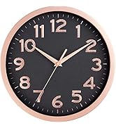 AKCISOT Wall Clock 10 Inch Rose Gold Modern Wall Clocks Battery Operated - Analog Small Silent No...