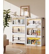 OlarHike 48QT Stackable Storage Bins with Lids - Folding Storage Boxes with Doors and Wheels, Col...
