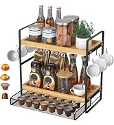 LEMIKKLE Coffee Station Organizer with Pod Holder and Drawer, Kitchen Countertop Organizer, Coffe...