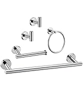 5 Pieces Polished Chrome Bathroom Hardware Accessories Set,Hand Towel Ring,16 inch Towel Bar,Toil...