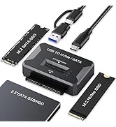M2 NVMe SATA Enclosure Hard Drive Reader USB 3.2 Gen 2 10Gbps, for 2.5 HDD/SSD SATA Drive,Portabl...