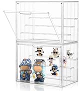 Amllas Acrylic Display Case, Clear Display Box with 3 Adjustable Dividers, Figurine Display Shelf...