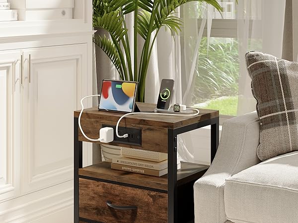 nightstand with charging station
