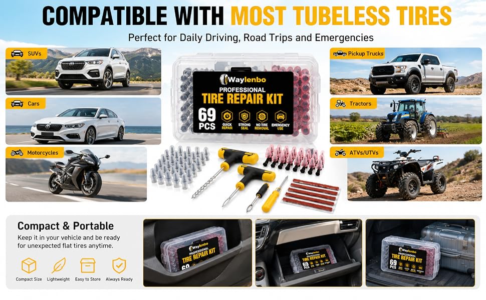 Professional 69PCS Tire Repair Kit
