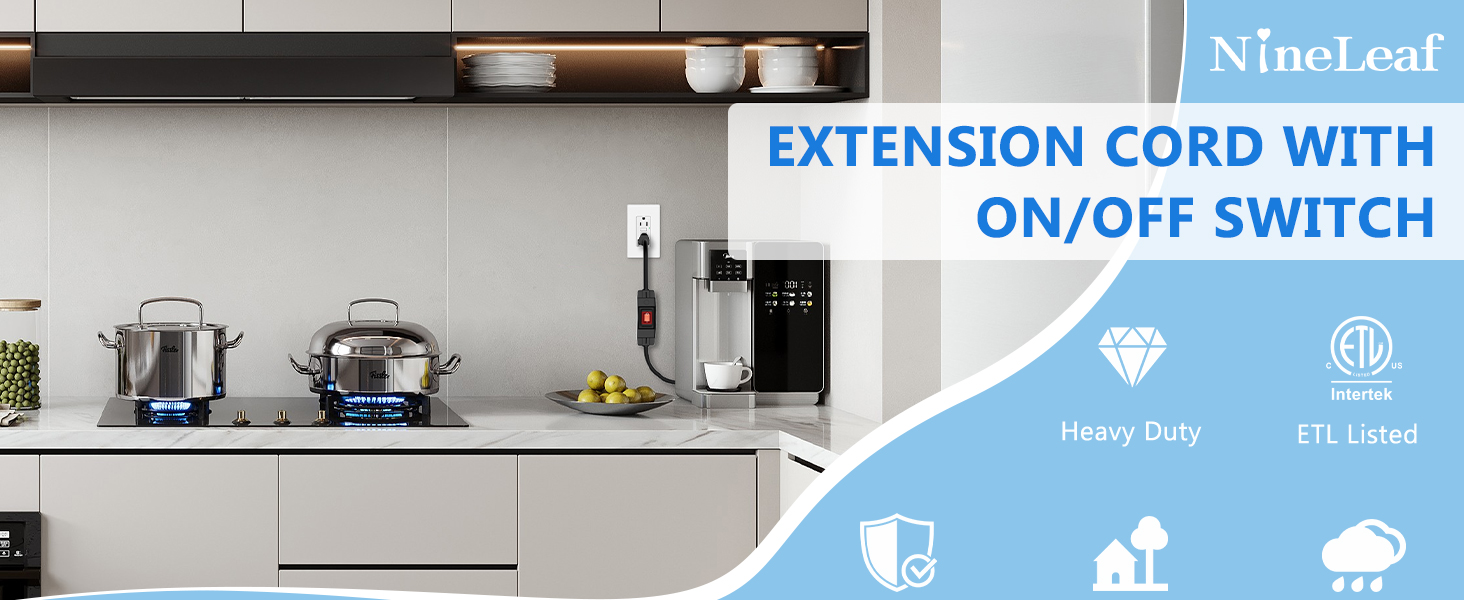 Outdoor Extension Cord with On/Off Waterproof Switch