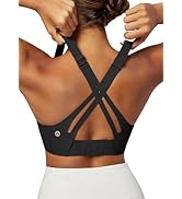 Heathyoga Medium-High Support Sports Bras for Women Molded Cup Adjustable Strappy Sports Bra Supp...