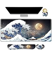 AIMSA Keyboard Mouse Pad Wrist Rest, Extended Gaming Mouse Pad +Wrist Support, Ergonomic Memory F...