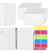 Antner A6 Budget Binder with Zipper Cash Envelopes for Money Organizer &amp; Budgeting, PU Leather Bu...