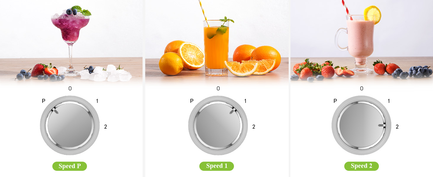 Three beverages: pink smoothie with berries, orange juice with mint garnish, and strawberry milkshake. Each drink accompanied by fresh fruits. Three circular placeholders below.