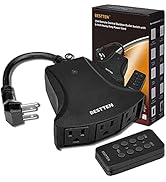 BESTTEN Remote Control Outdoor Outlet Switch with 6-Inch Heavy Duty Power Cord, 3 Grounded Outlet...