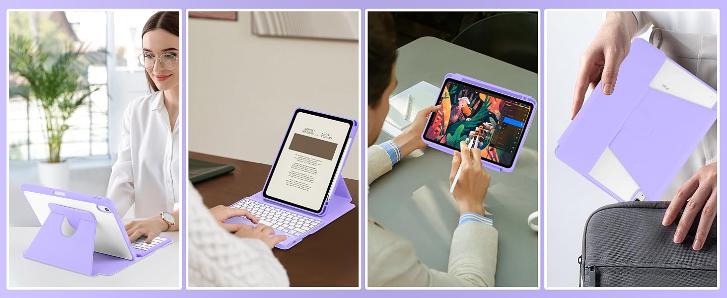 iPad Air 11 Rotating Keyboard Case - Purple-7