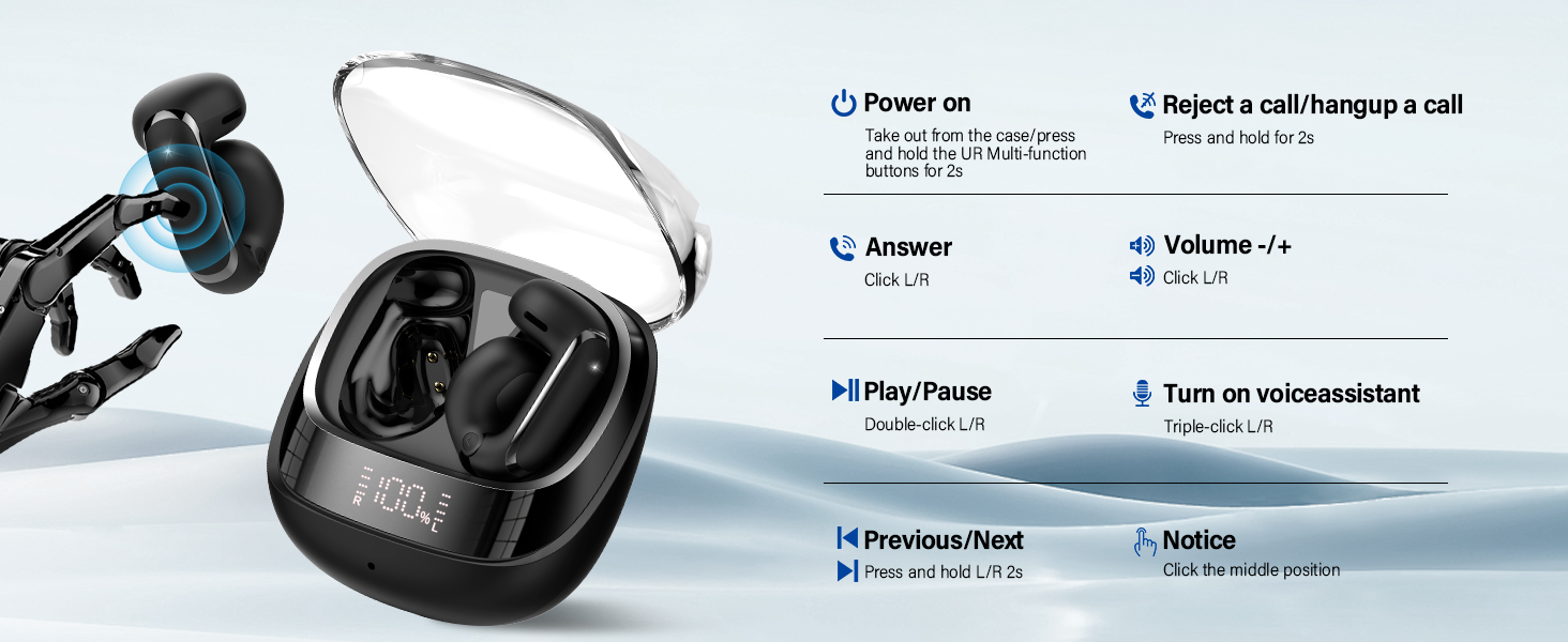 Wireless Earbuds Clip On Ear Headphones Open Ear earbud android in ear earbud with microphone