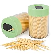 Urbanstrive Sturdy Safe Toothpick Holder with 800 Natural Wood Toothpicks for Teeth Cleaning, Uni...