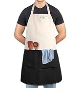 Alex Virtue Chef Apron Unisex Two-Tone Professional Kitchen Bib Apron with 2 Pockets Cooking, Gri...